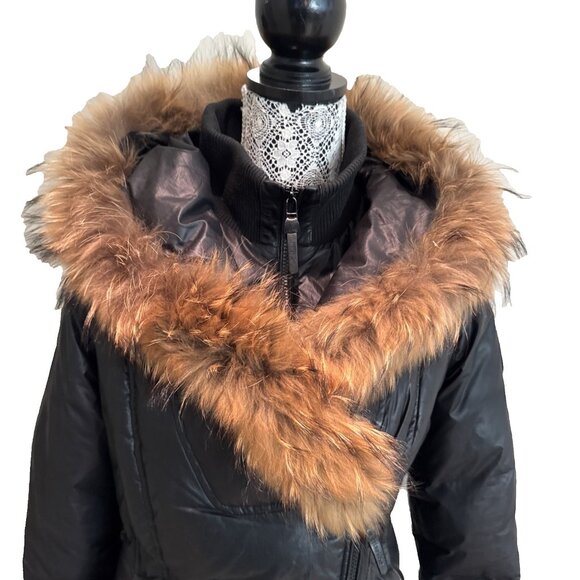 Rudsak Atelier Noir Sandra down Jacket Double Layer Zipper Real Fur Black size M - Picture 8 of 16